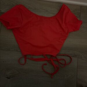 Lulu's Vibrant Red Off-Shoulder Crop Top